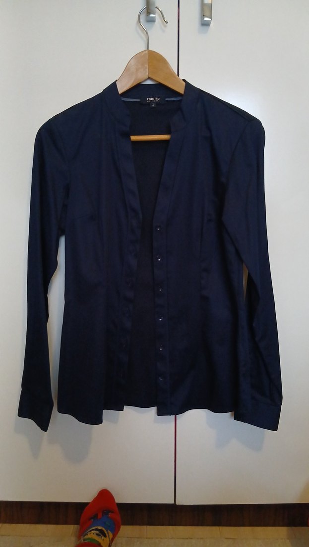 Lacivert V Yaka Uzun Kollu  Gömlek - Görsel 5