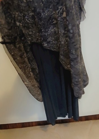 Siyah ,Tüllü , Yuvarlak Yakalı Mini Elbise - Görsel 3