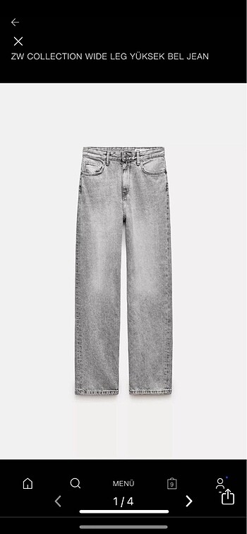 Zara gri wide leg jean