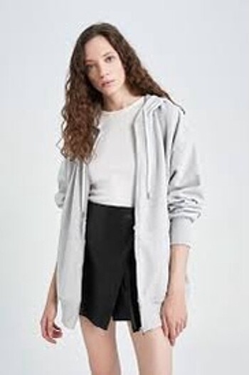 defacto gri fermuarlı sweatshirt