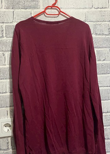 Bordo V Yaka Kadın Triko Kazak - Görsel 3