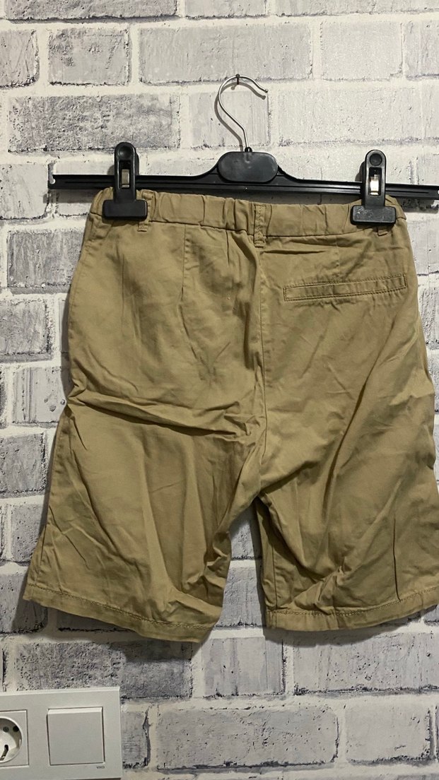 Erkek Çocuk Keten Bej Kemerli Şort - Görsel 3