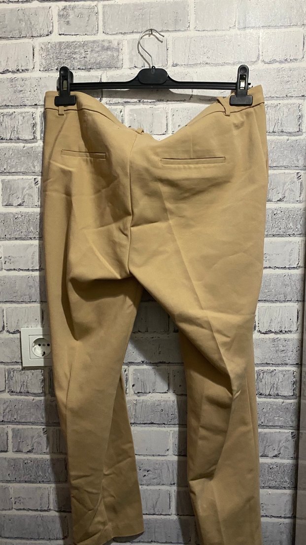 Bej Kadın Kemerli Kumaş Pantolon - Görsel 3