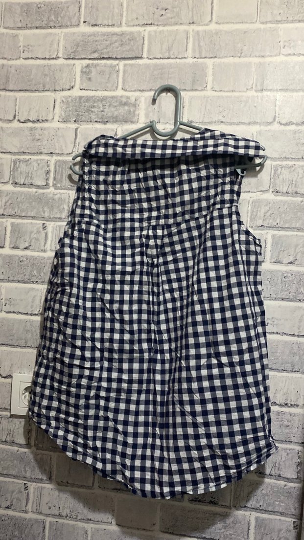 Düğmeli Kolsuz Ekose Gömlek - Görsel 3