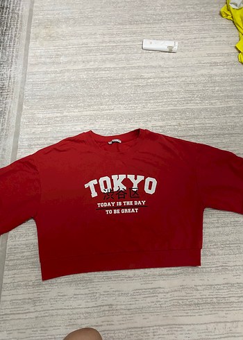 Tokyo Baskılı Kırmızı Kadın Sweatshirt