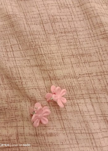 Pembe Mini Çiçekli Fiyonk saç tokası - Görsel 2