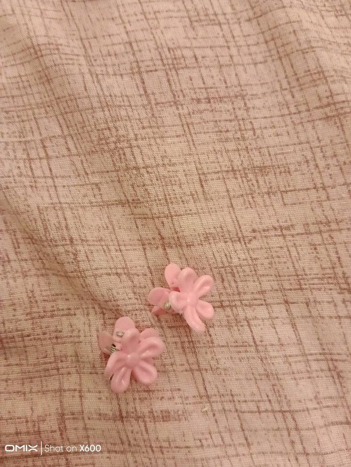 Pembe Mini Çiçekli Fiyonk saç tokası - Görsel 2