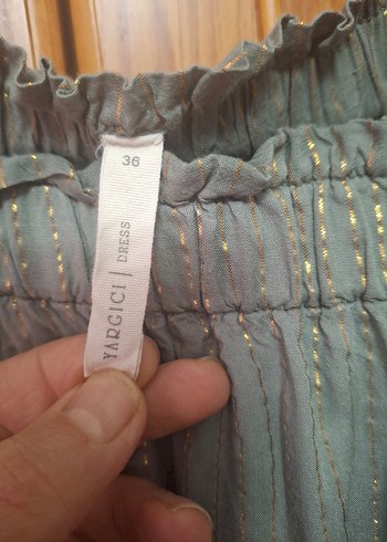 Gri Uzun Bohem Keten Elbise - Görsel 4