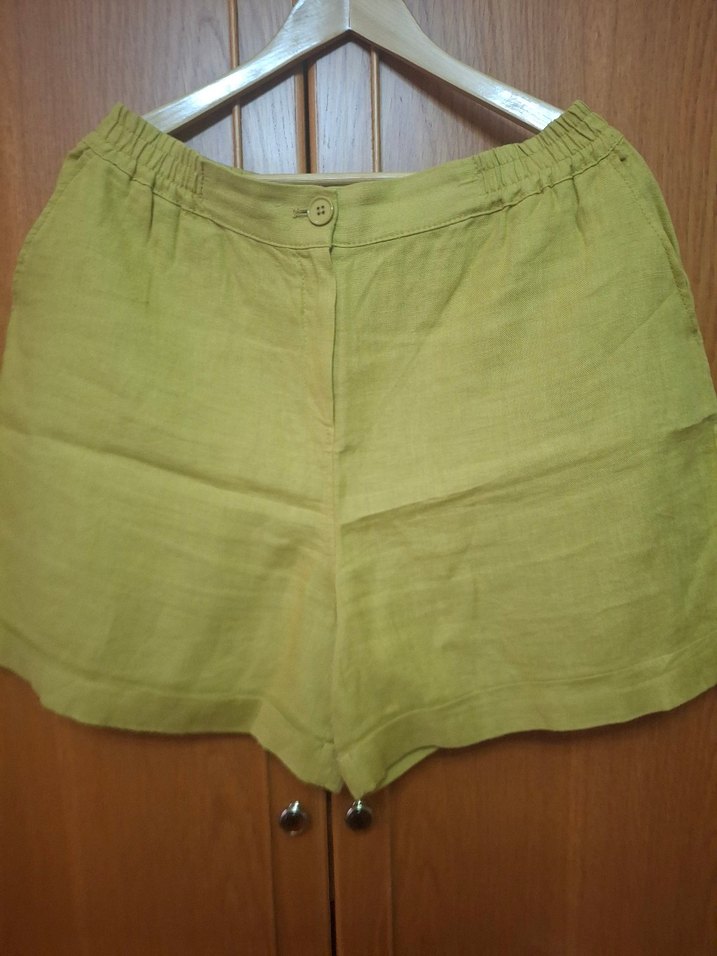Kadın Yeşil Keten Mini Şort - Görsel 2