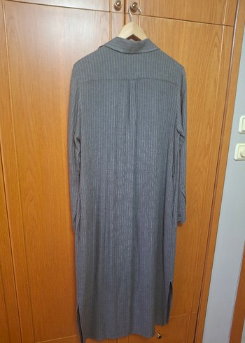 Gri Uzun Keten gomlek - Görsel 4