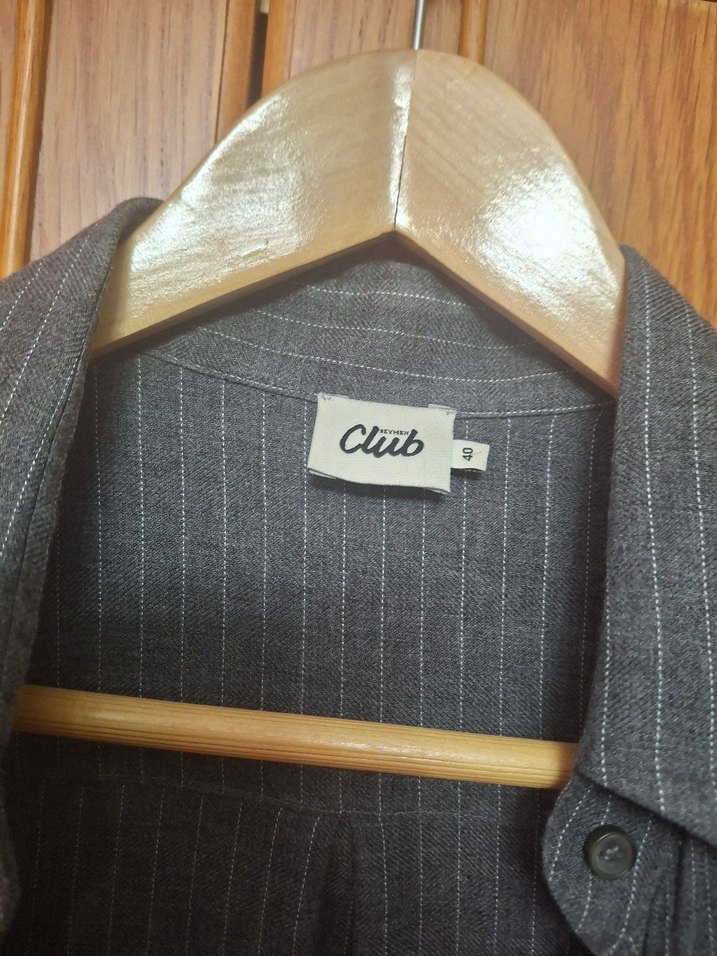 Gri Uzun Keten gomlek - Görsel 3