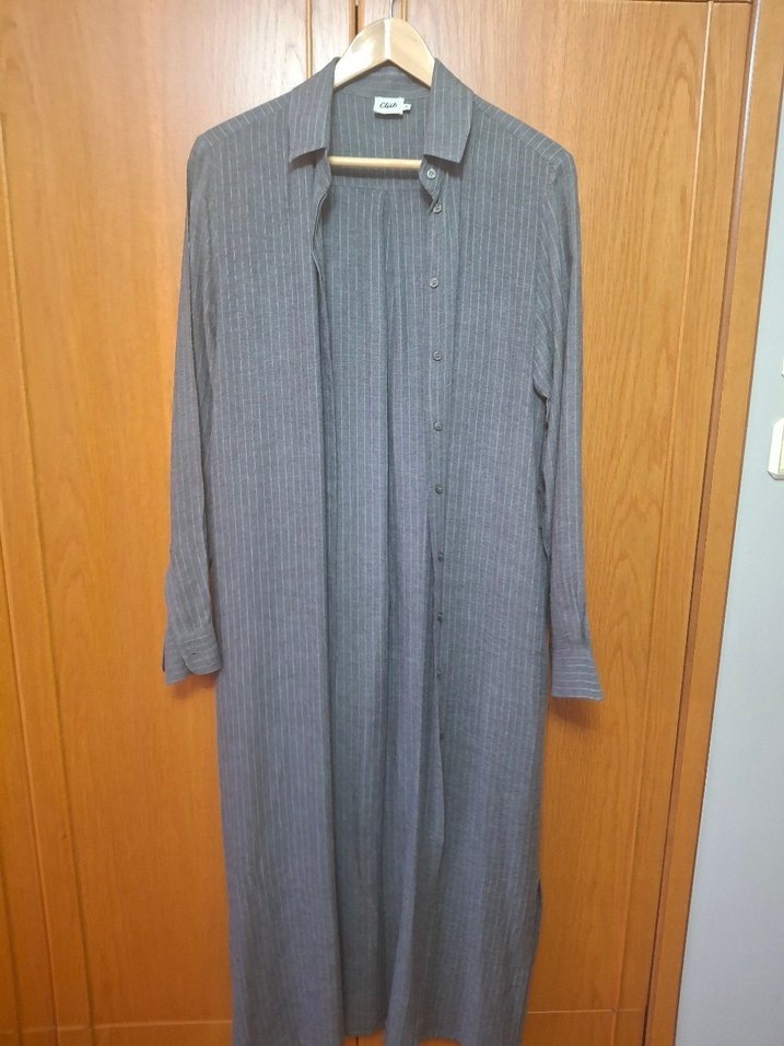 Gri Uzun Keten gomlek - Görsel 2