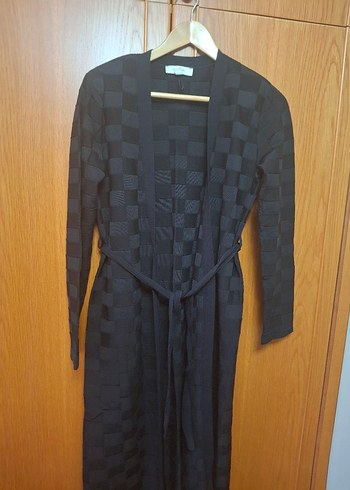 Kadın Siyah Uzun Kemerli celik.orgu hirka - Görsel 2