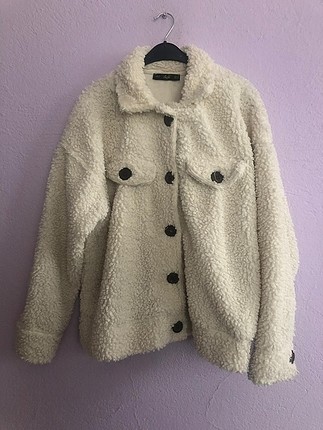 krem peluş mont 