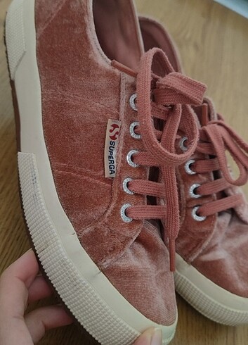 36 Beden Superga Pudra Renk Kadife Sneaker 