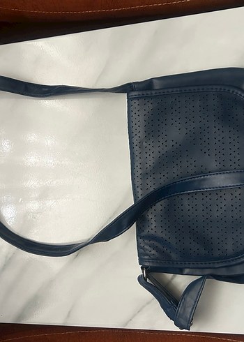 Deri Lacivert Fermuarlı Kadın Çantası - Görsel 3