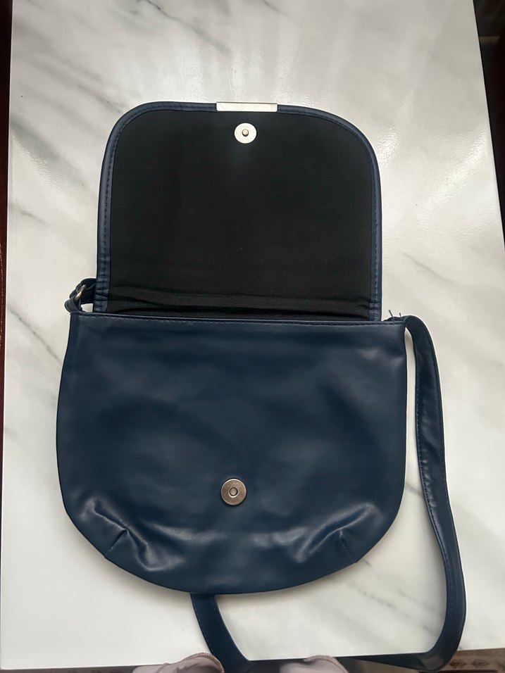 Deri Lacivert Fermuarlı Kadın Çantası - Görsel 2