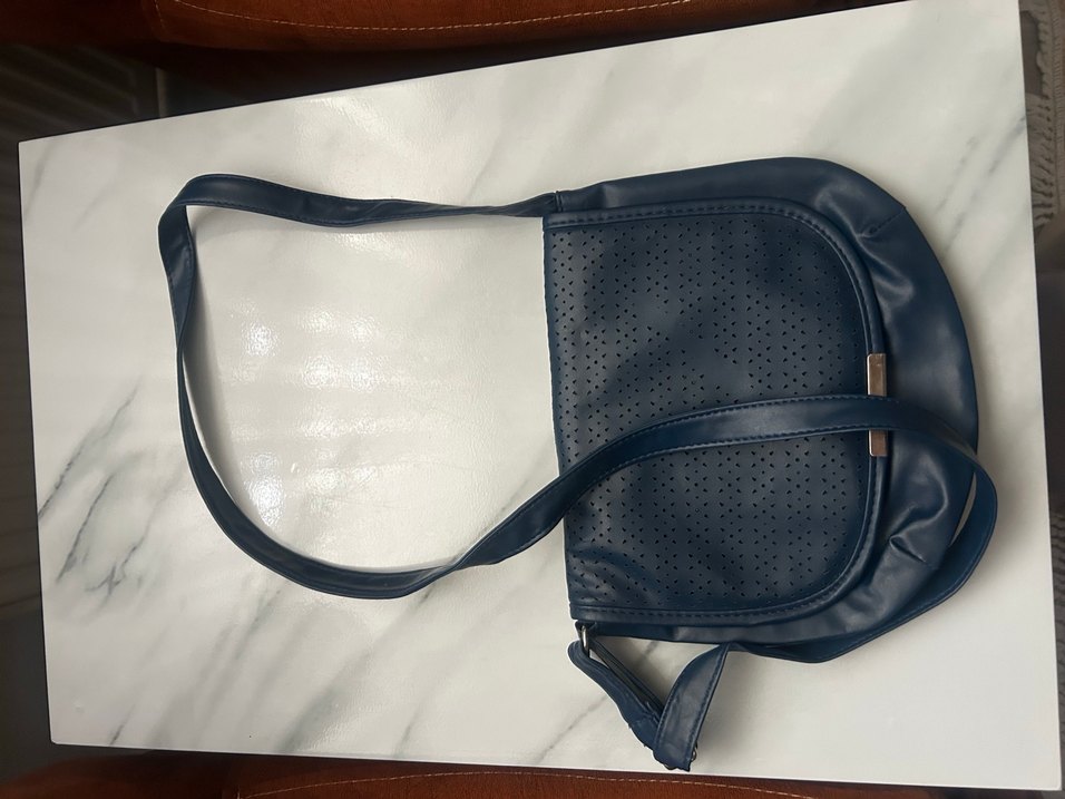 Deri Lacivert Fermuarlı Kadın Çantası - Görsel 3