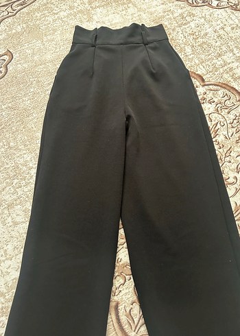 Düz Siyah Kadın Kumaş Pantolon - Görsel 2