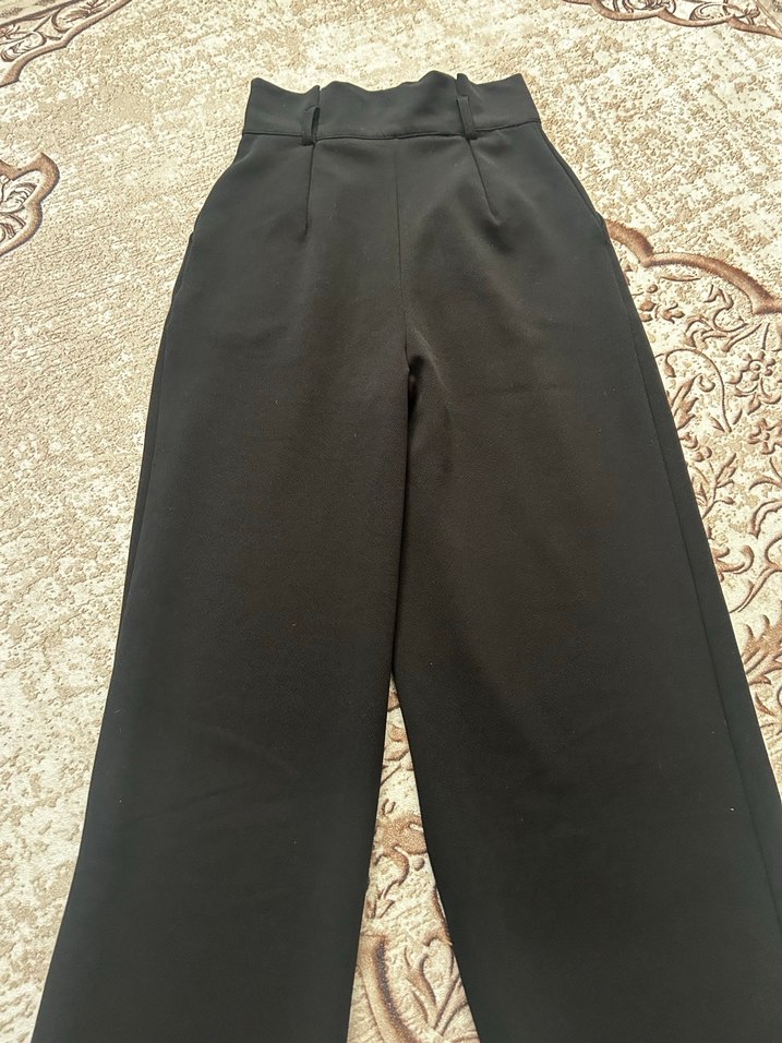 Düz Siyah Kadın Kumaş Pantolon - Görsel 2