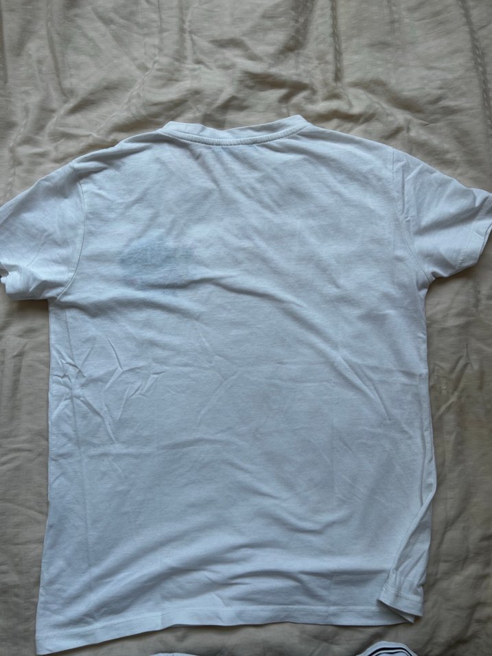 Beyaz Baskılı Oversize Kadın Tişört - Görsel 2