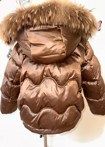 Kahverengi Parlak Kürklü Kız Mont - Görsel 5