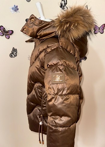 Kahverengi Parlak Kürklü Kız Mont - Görsel 2