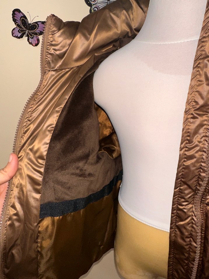 Kahverengi Parlak Kürklü Kız Mont - Görsel 4