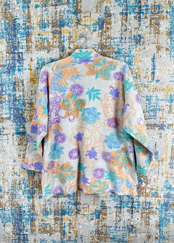44 Beden Renkli Batik Desenli Kadın vintage Ceket