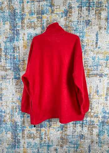 xxl Beden Kırmızı vintage Yarım Fermuarlı Kadın Sweatshirt
