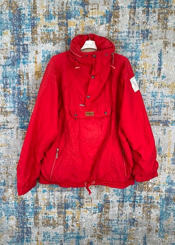 l Beden Kırmızı Fermuarlı vintage Street Wear Ceket