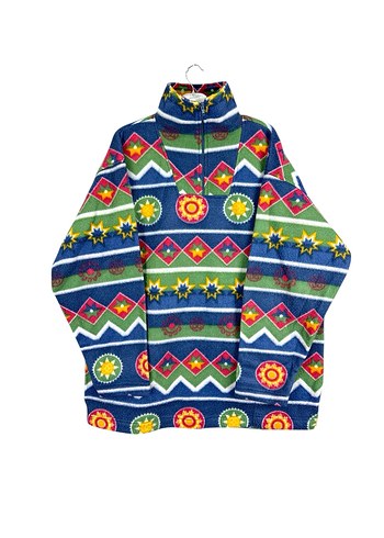 Renkli Desenli Yüksek Yakalı Erkek Triko Sweatshirt