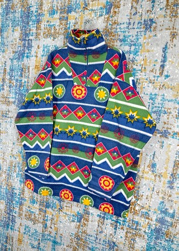 xl Beden çeşitli Renk Renkli Desenli Yüksek Yakalı Erkek Triko Sweatshirt