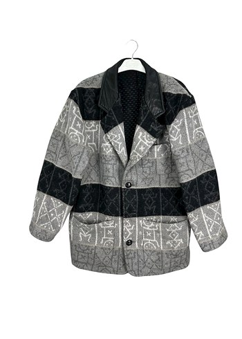 Gri Desenli vintage Triko Ceket