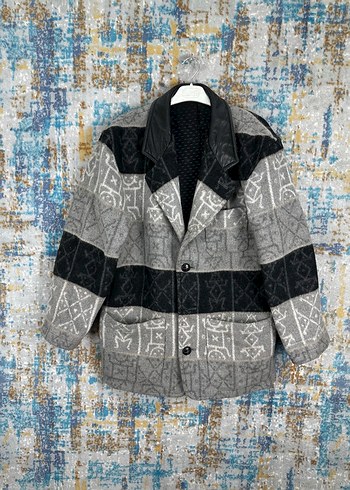 m Beden Gri Desenli vintage Triko Ceket
