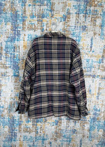 American Vintage Gri Ekose Desenli Oversize Erkek Gömlek