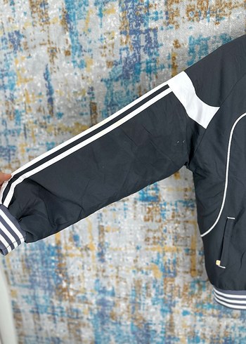 m Beden siyah Renk Adidas Siyah Gri vintage Spor Ceket