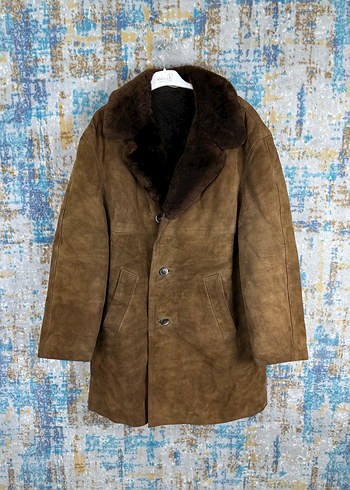 American Vintage Kahverengi nubuk Kürklü vintage Kaban