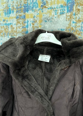 42 Beden kahverengi Renk Vintage nubuk Kürklü Midi Kadın Kaban