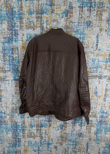 2xl Beden kahverengi Renk Vintage Deri Biker Ceket