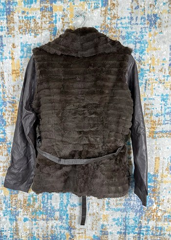 American Vintage Kahverengi Deri ve Kürk Detaylı vintage Ceket