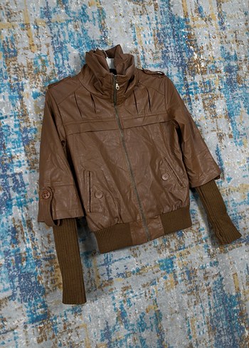 Vintage deri retro ceket - Görsel 3