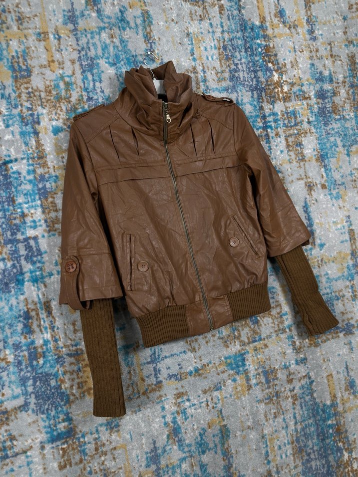Vintage deri retro ceket - Görsel 3