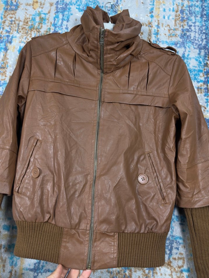 Vintage deri retro ceket - Görsel 4