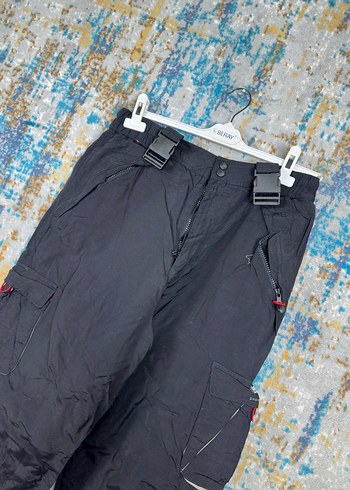 Erkek Siyah Kayak Pantolonu, Bol Kesim, Kemerli - Görsel 3