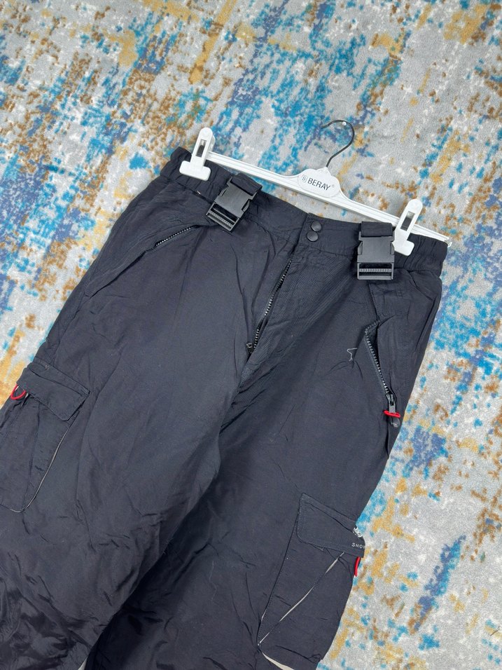 Erkek Siyah Kayak Pantolonu, Bol Kesim, Kemerli - Görsel 3