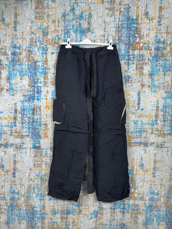 Erkek Siyah Kayak Pantolonu, Bol Kesim, Kemerli - Görsel 4