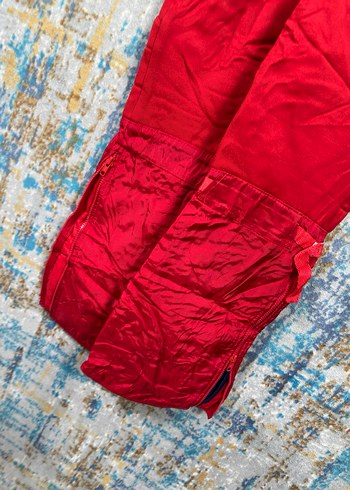 Kırmızı Parlak Keten Kadın Uzun Tulum - Görsel 5