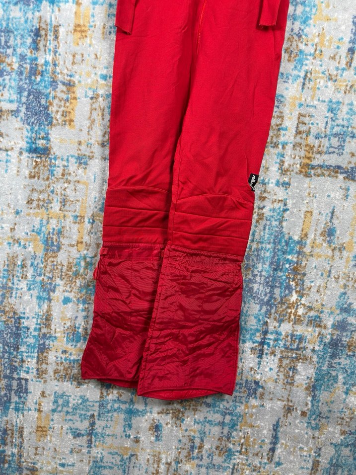 Kırmızı Parlak Keten Kadın Uzun Tulum - Görsel 2