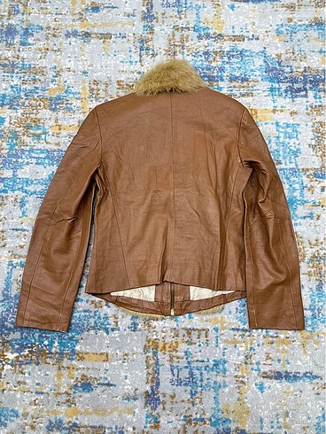 xl Beden kahverengi Renk Vintage deri ceket